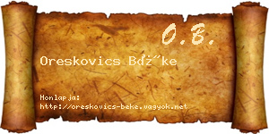 Oreskovics Béke névjegykártya